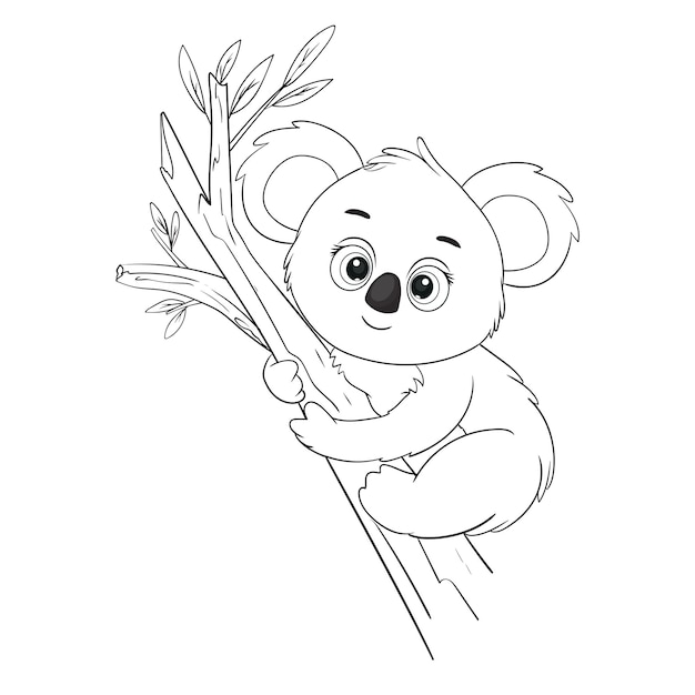 Premium vector coloring pages or books for kids cute koala cartoon vector illustration