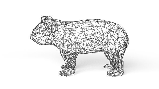 D model koala wireframe vr ar low