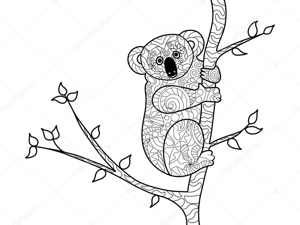 Koala bear coloring book for adults vector stock vector by alexanderpokusay