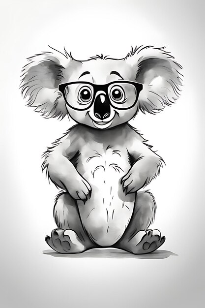 Premium ai image fun coloring page with glasseswearing koala printable coloring sketch