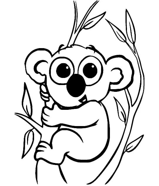 Free printable cute koala coloring page