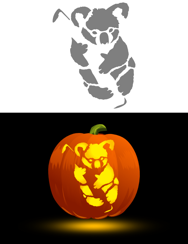 Printable koala pumpkin stencil