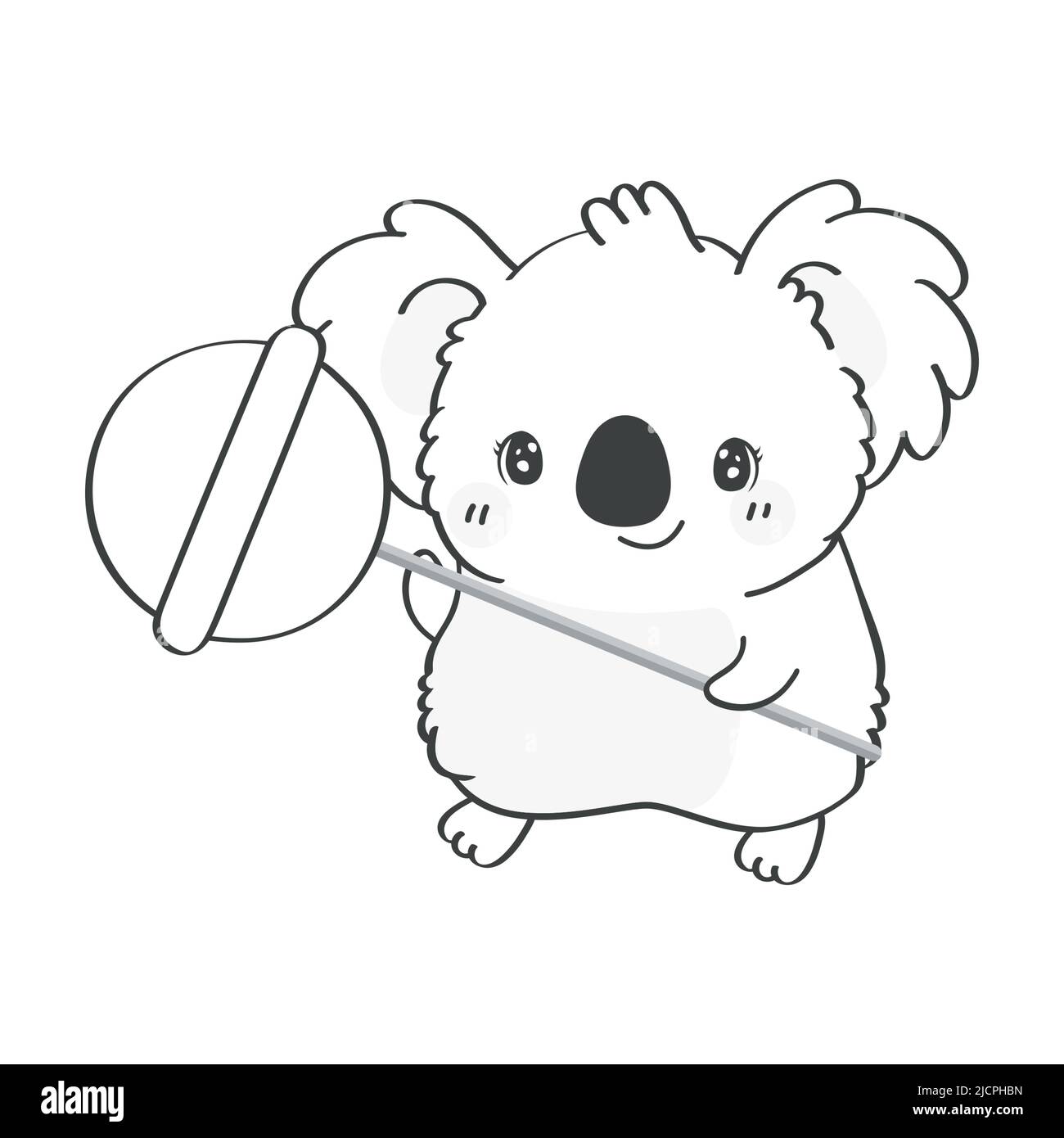 Coloring page koala clipart character design adorable clip art koala bear black and white with candy on a stick vector illustration of an animal for stock vector image art