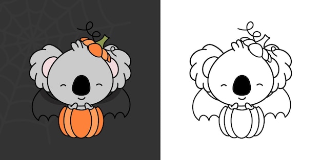 Premium vector halloween koala clipart for coloring page and illustration adorable clip art halloween koala bear