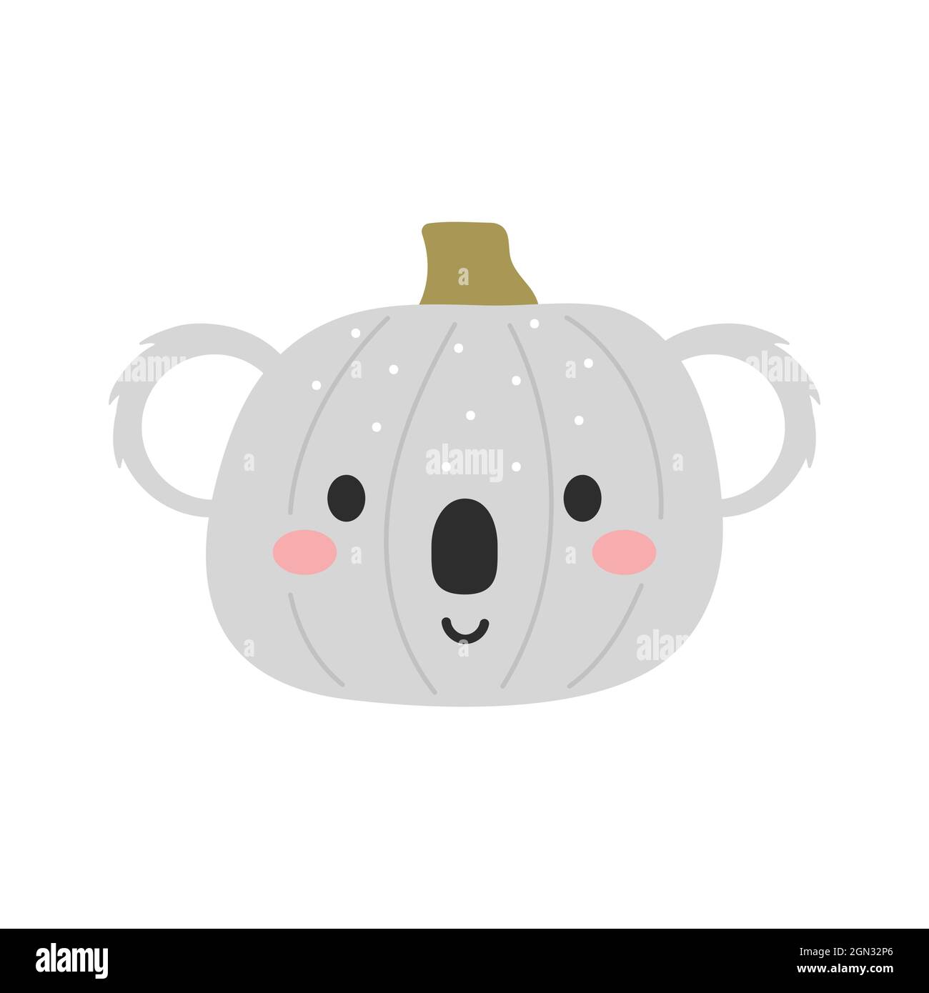 Happy halloween cute cartoon pumpkin with koala face halloween party decor for children childish print for cards stickers invitation nursery deco stock vector image art