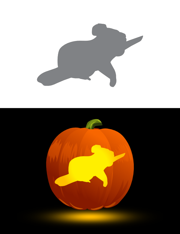 Printable easy koala on branch pumpkin stencil