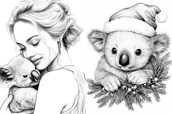 Adorable koala coloring pages for kids and adults