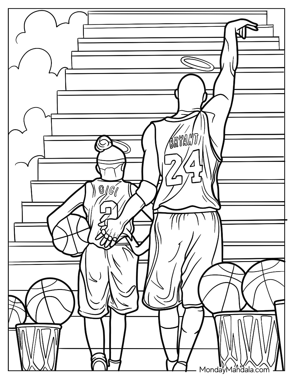 Kobe bryant coloring pages free pdf printables