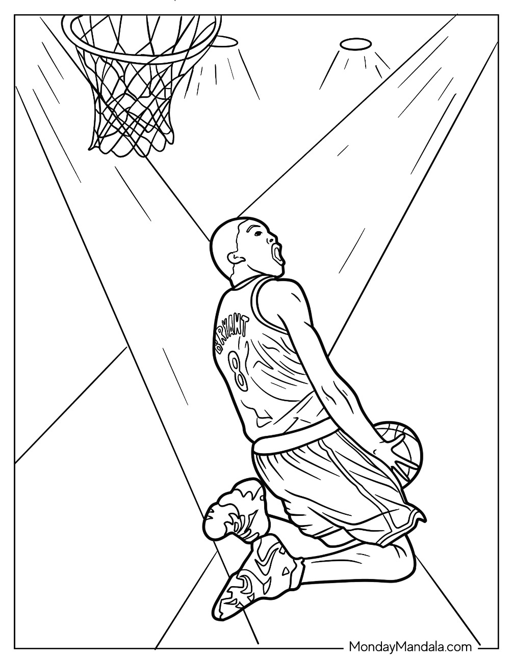 Kobe bryant coloring pages free pdf printables