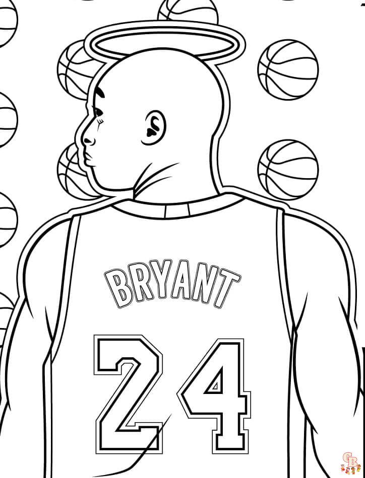Printable kobe bryant coloring pages free for kids and adults