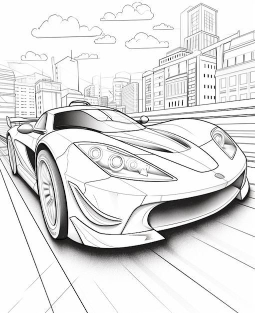 Premium ai image coloring pages for kids of cars generative ai