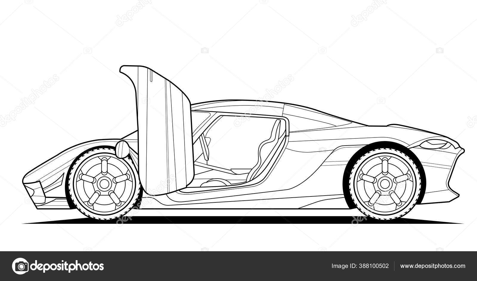 Adult coloring page book drawing car vector line art illustration stock vector by alweeceed