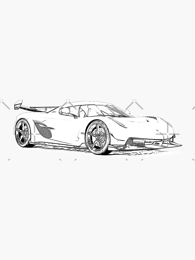 Jesko wireframe sticker for sale by auto