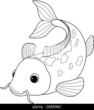 Koi fish coloring page for kids stock vector image art