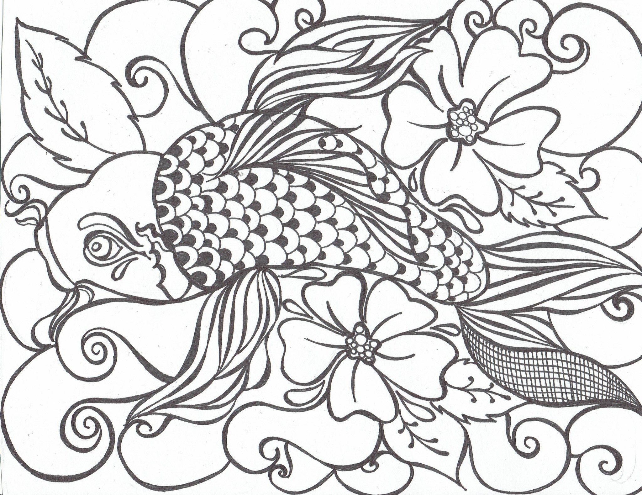 Koi fish with flowers â you