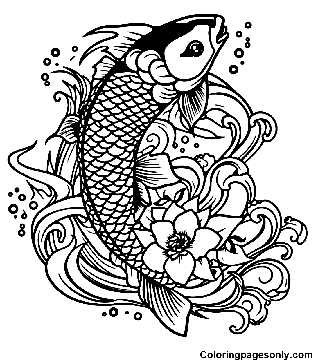 Koi fish coloring pages printable for free download