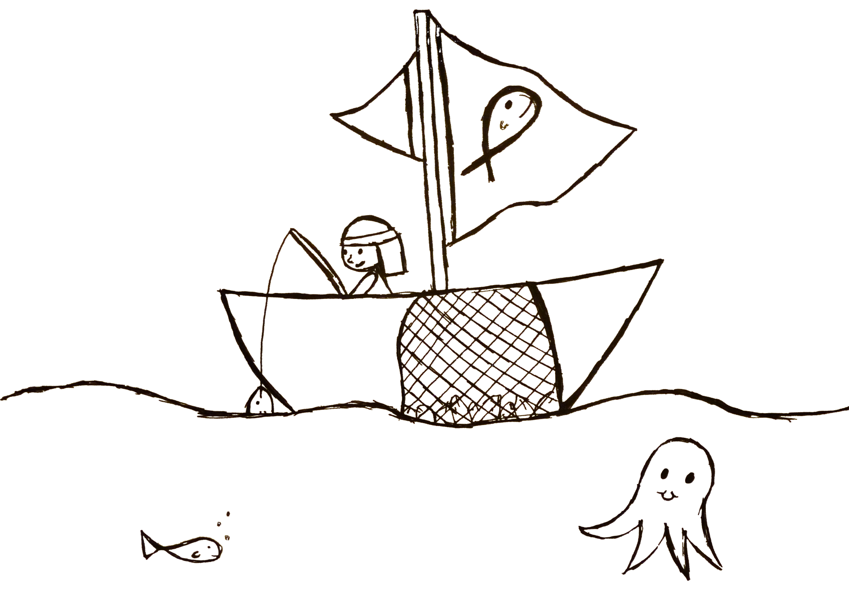 Coloring page fisherman by dj
