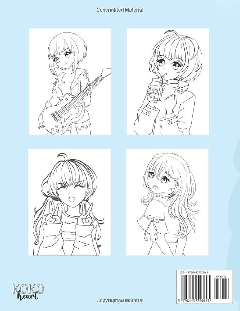 Anime coloring book for teens beautiful japanese anime fashion coloring pages for teens and kids koko heart books