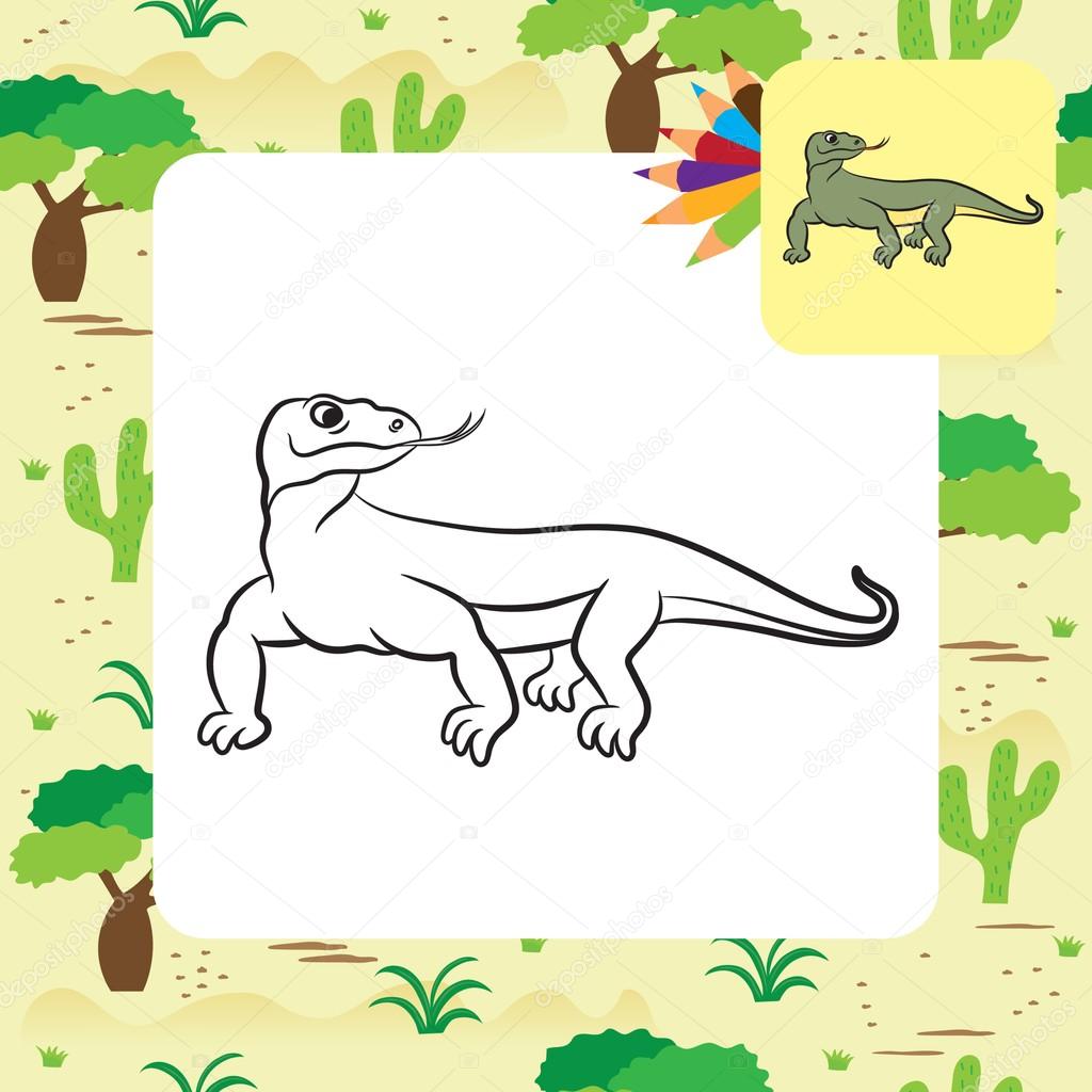 Illustration of varan komodo dragon coloring book stock vector by arnica