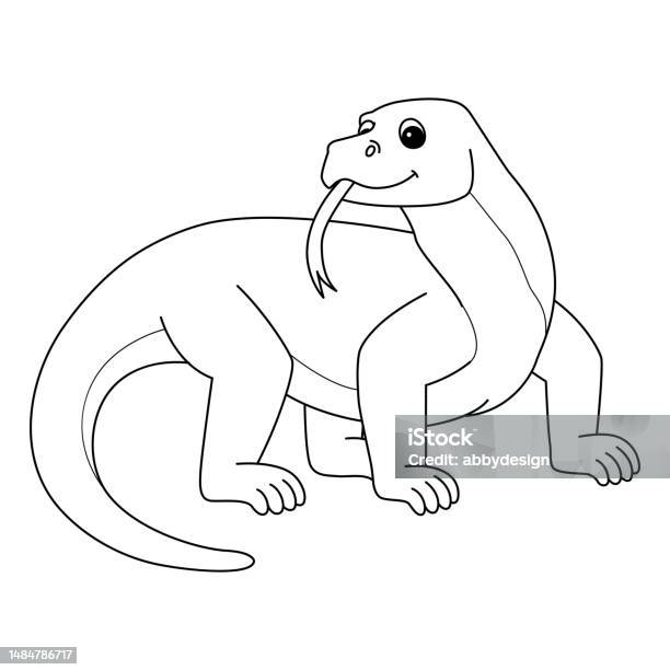 Komodo dragon animal isolated coloring page stock illustration
