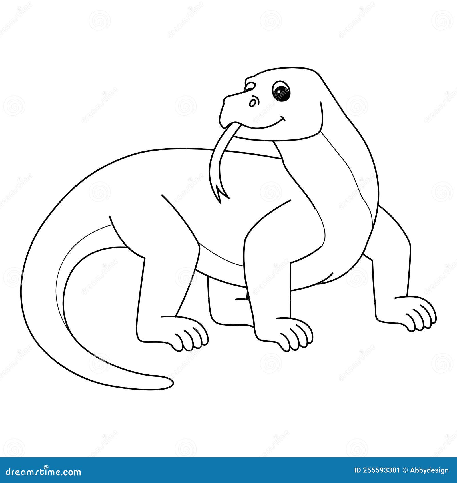 Komodo dragon animal isolated coloring page stock vector
