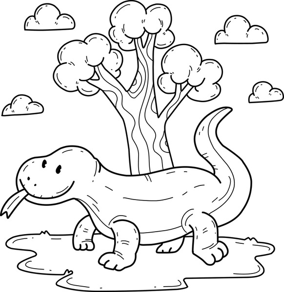 Hundred cartoon komodo dragon royalty