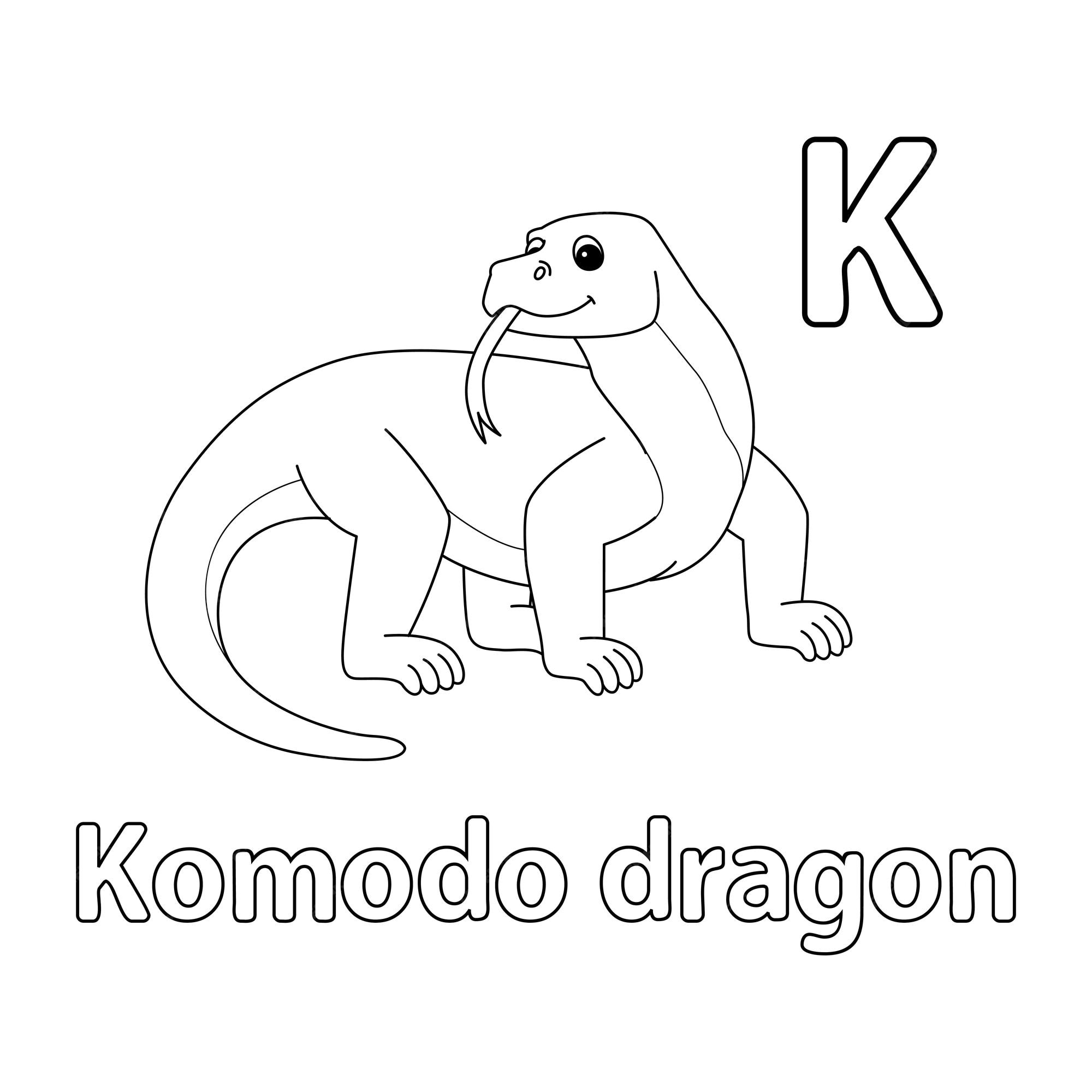 Premium vector komodo dragon alphabet abc isolated coloring k
