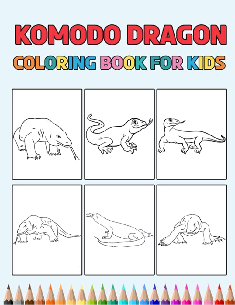 Komodo dragon coloring book for kids easy designs to color fun colouring activity workbook