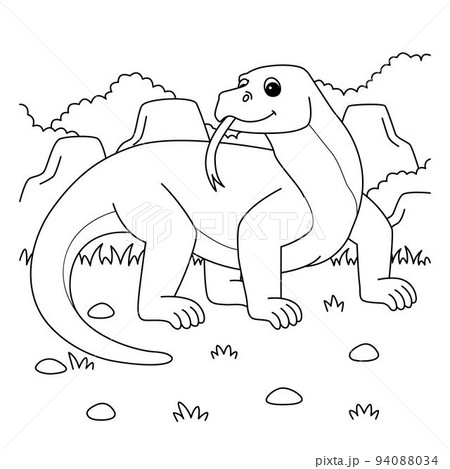 Komodo dragon animal coloring page for kids