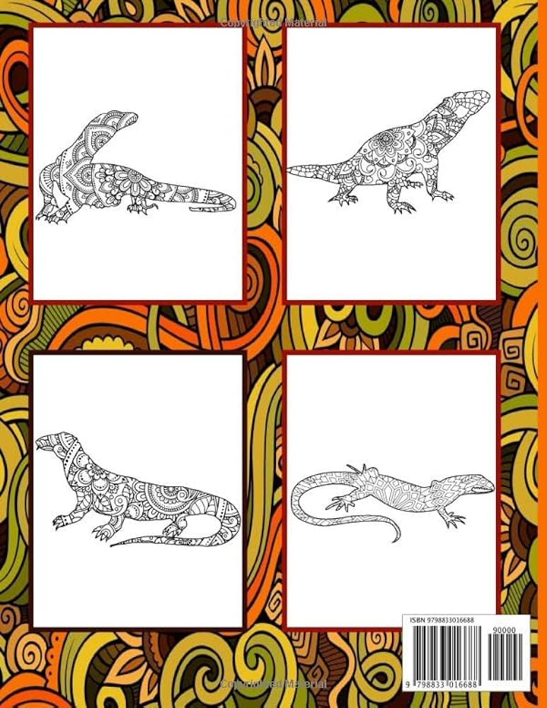 Komodo dragon loring book for adults modo dragon sketch loring book for creativity and mindfulness with intricate patterns with modo release stress after stressful working hours publications emu