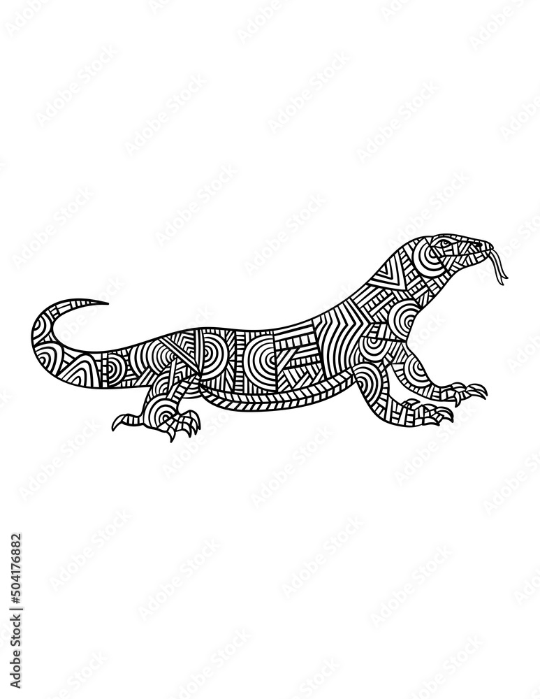 Komodo dragon mandala coloring pages for adults