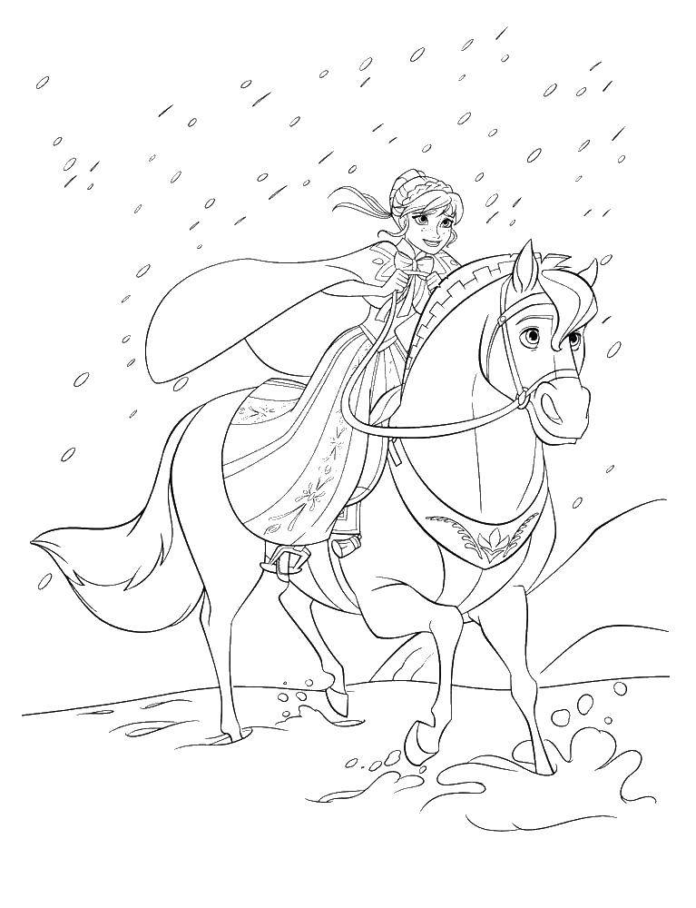 Online coloring pages coloring page anna on horseback disney cartoons download print coloring page