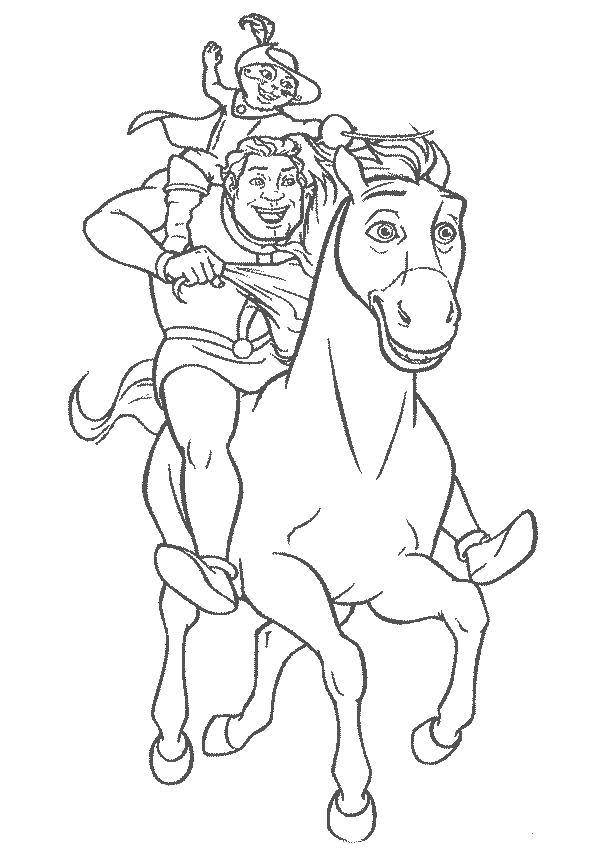 Online coloring pages coloring page shrek with puss on a horse shrek download print coloring page