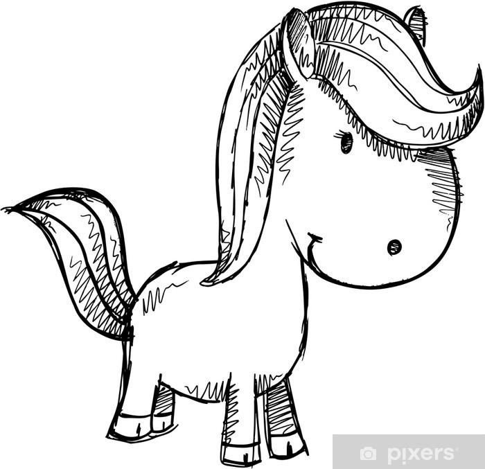 Koupelnovã påedloåka pony konä sketch doodle ilustrace umänã