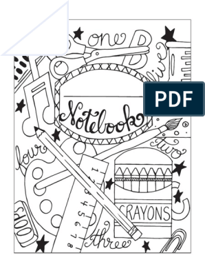Notebook cover coloring sheet pdf