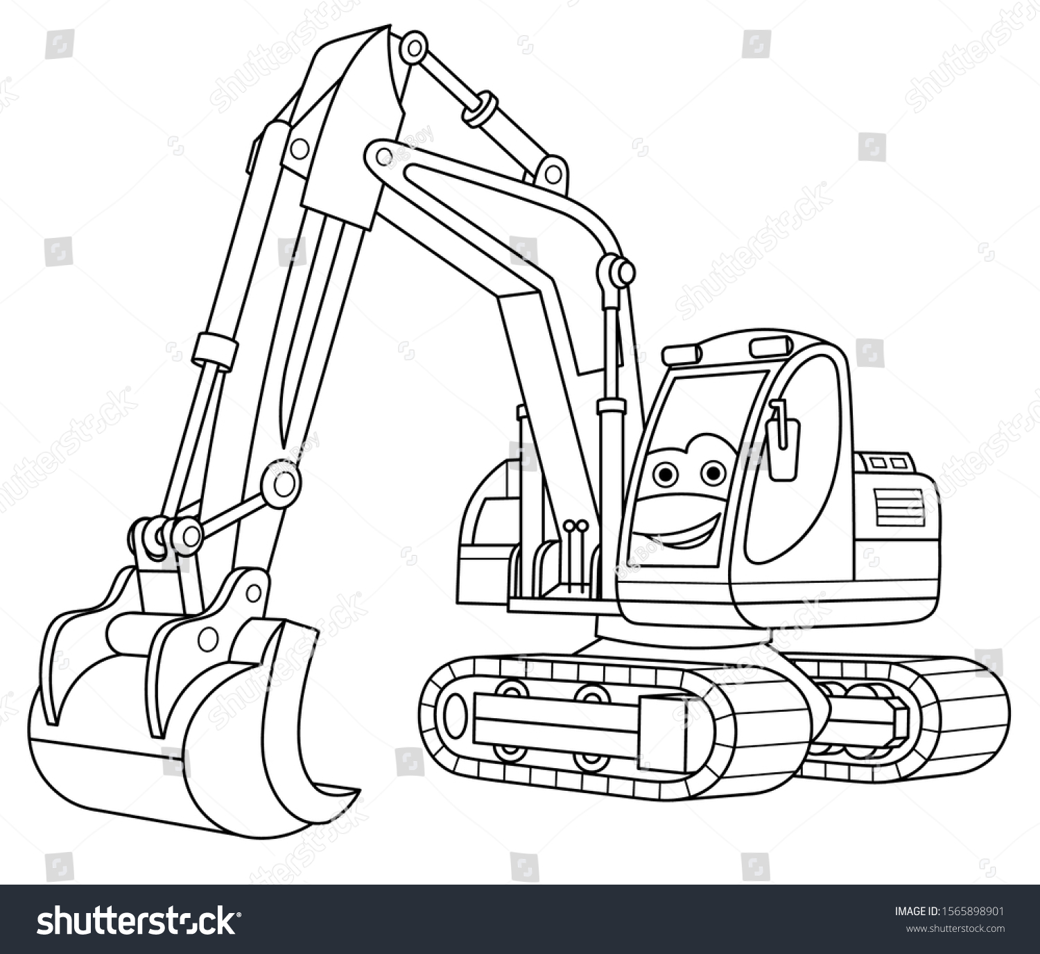 Hakuun coloring page coloring picture cartoon excavator liittyvã vektorikuva rojaltivapaa