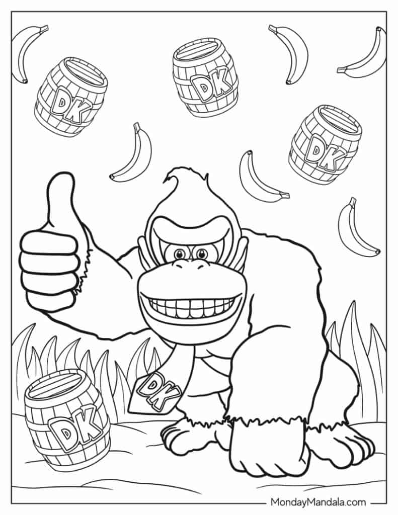 Donkey kong coloring pages free pdf printables