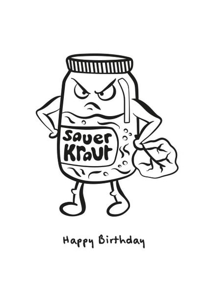 Funny grumpy sauerkraut happy birthday card