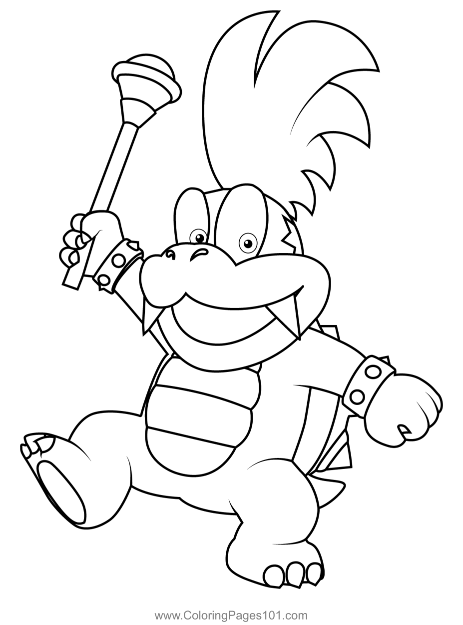 Larry koopa mario kart coloring page for kids