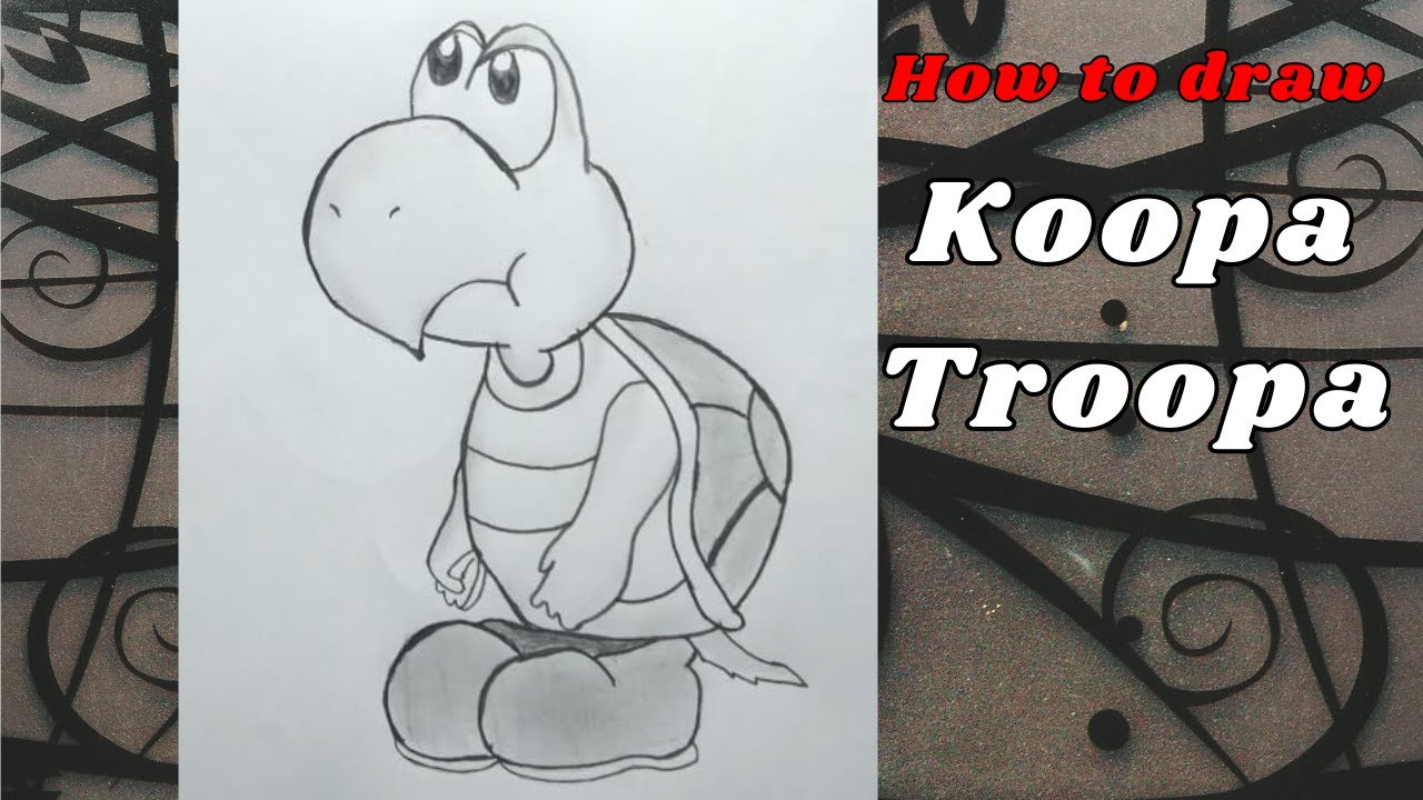 How to draw koopa troopa from super mario tortoise drawing easy pencil sketch drawing