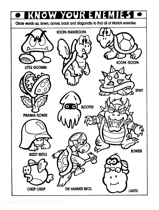 Super mario bros coloring pages coloring books at retro reprints