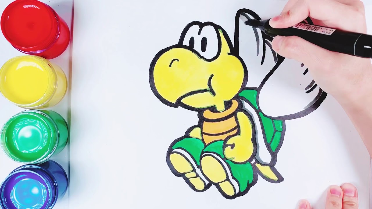 How to draw koopa troopa kids coloring k
