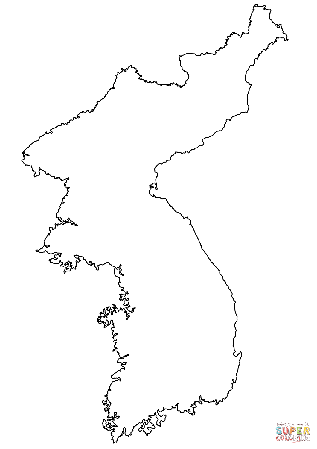 Outline map of korea peninsula coloring page free printable coloring pages