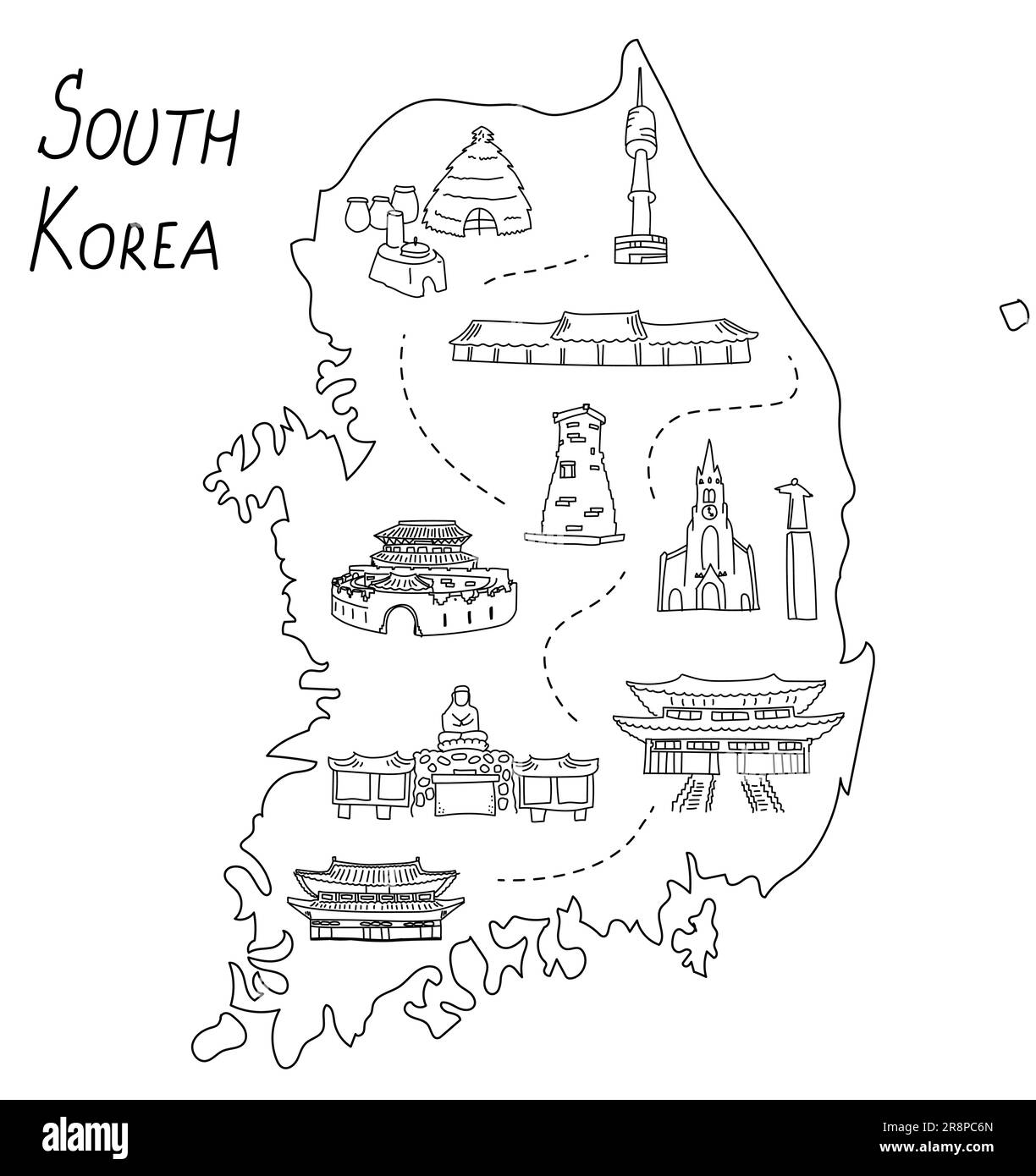 South korea map black hi