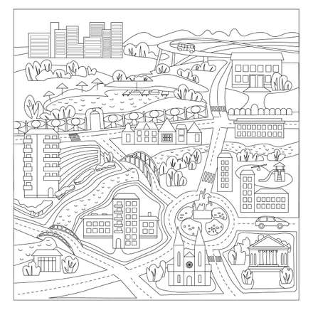 Map coloring page stock vector illustration and royalty free map coloring page clipart