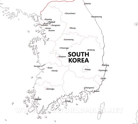 South korea map louring pages