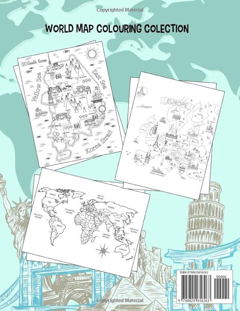 World map louring book learn all about untries capitals landmarks map around the world louring books for children and adults raymond loretta books