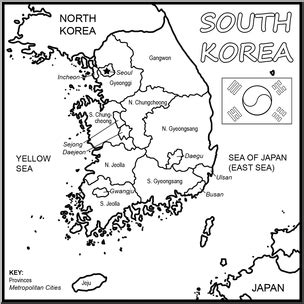 South korea map louring pages