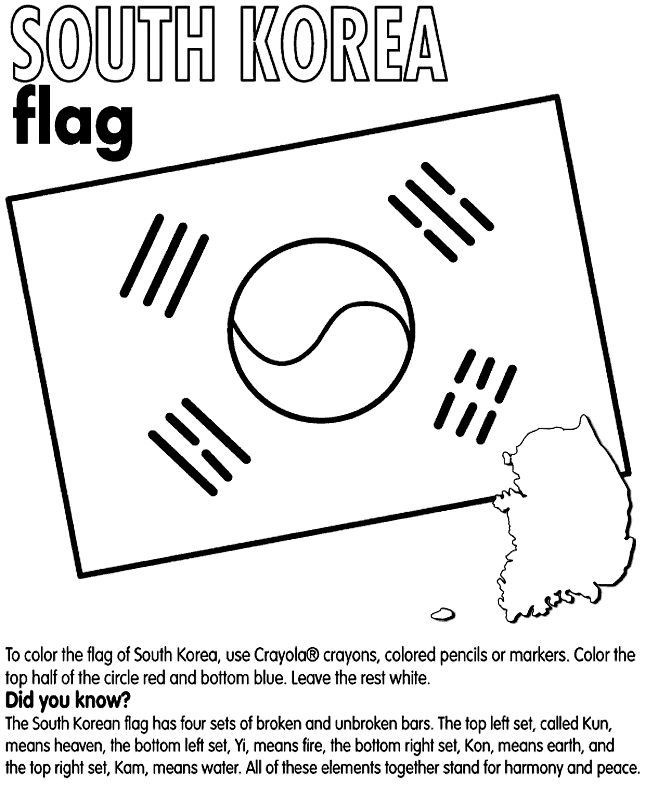 South korea on crayolacom south korea flag south korea korea