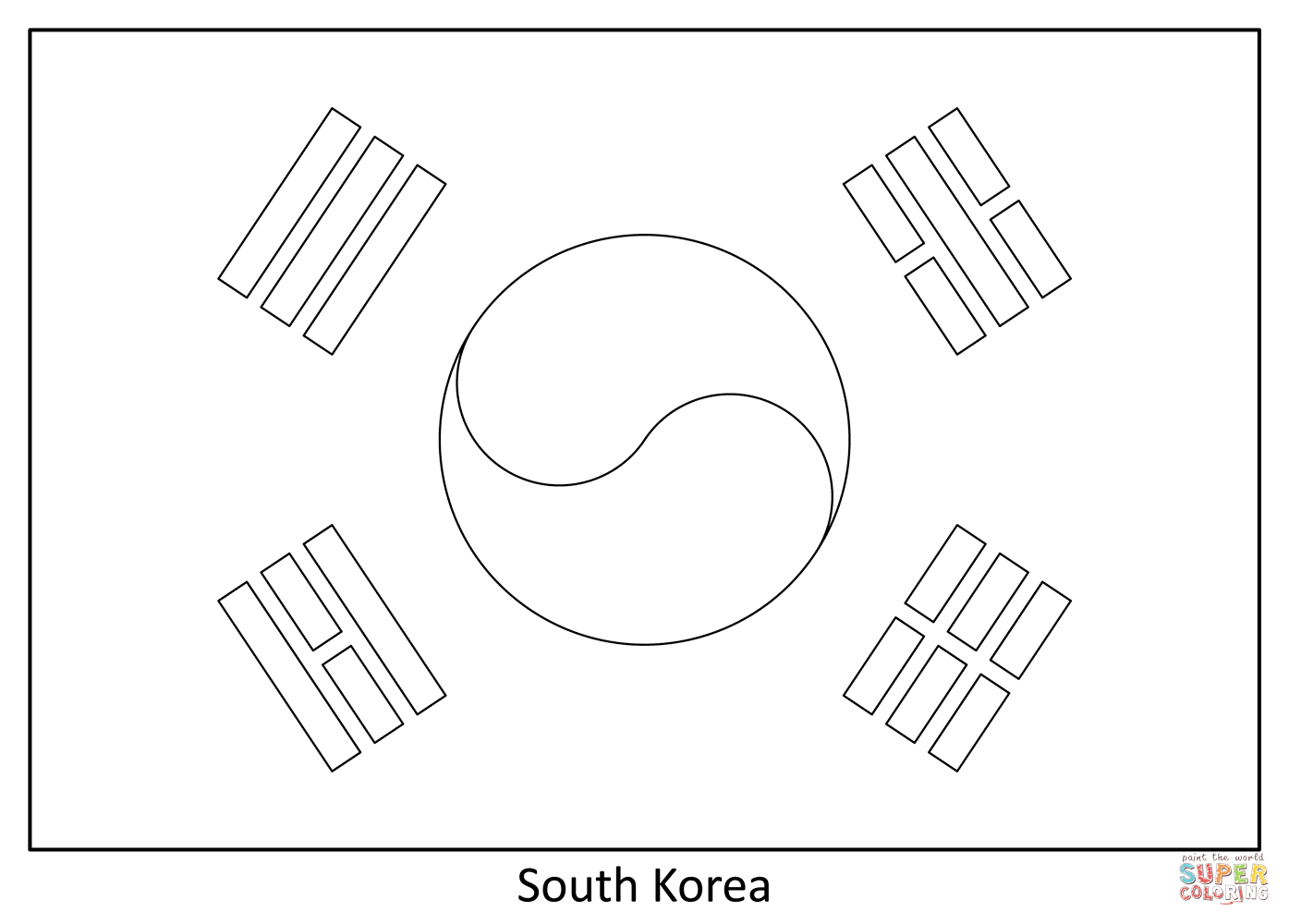 Flag of south korea coloring page free printable coloring pages